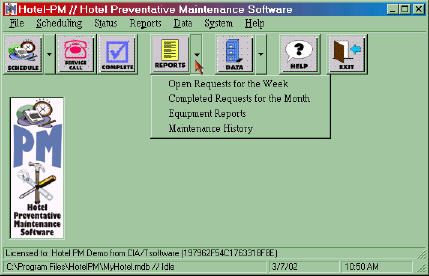 Tool Bar Report Menu